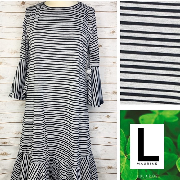 LuLaRoe Dresses & Skirts - Black and light grey horizontal striped Maurine
